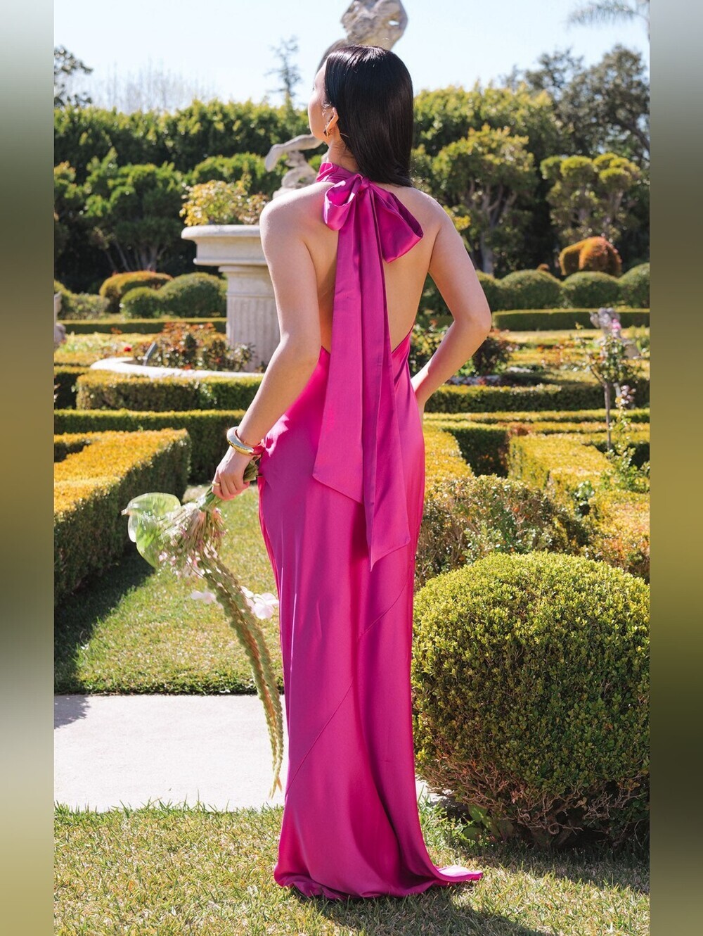 Show Me Your MuMu Lisa Rich Magenta Luxe Satin Maxi Dress Wedding Party Prom - Picture 3 of 12